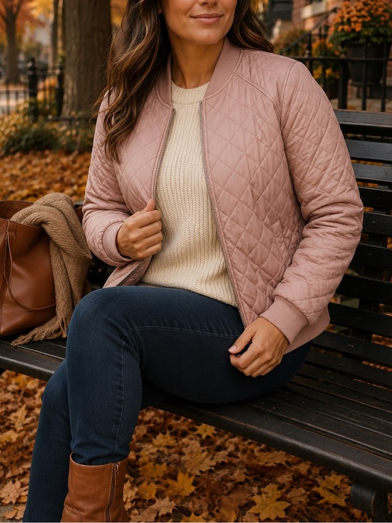 Ashley By 26 International Jackets & Blazers - Ashley by 26 International Pink Jacket – Quilted Bomber Style, Women’s M